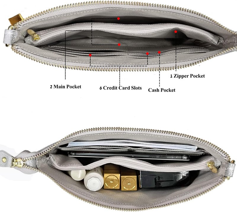 Beurlike Leather Wristlet Wallet Clutch Purses For Women Small Crossbody Phone Bags - Image 5